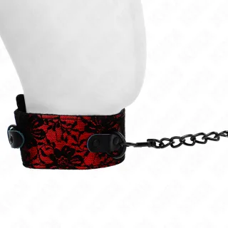 Fetisch-Toy Spitzenkette mit Gürtel mit Echtledergürtel / Schwarz