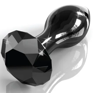 Analplug Icicles Nr. 78 Glas mit Diamantbasis Schwarz 7,3 x 3 cm