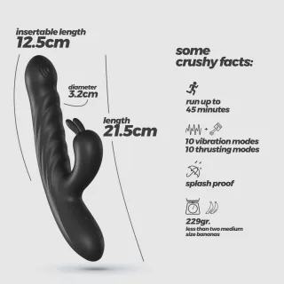Rabbit-Vibrator Lapin mit Stoßfunktion Schwarz