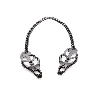 Nippelklemmen Master Series Monarch Noir Schmetterlingsklemmen mit Kette Stahl Schwarz 48,9 cm