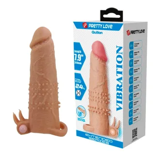 Penishülle Quillon mit Klitorisarm und Vibrationskugel Natur 20 cm