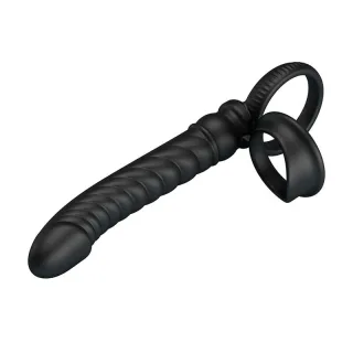 Analvibrator Merritt mit Penisring Schwarz 18,3 x 2,1 cm
