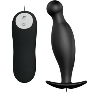 Analplug mit Kabelfernbedienung und 12 Vibrationsmodi Schwarz