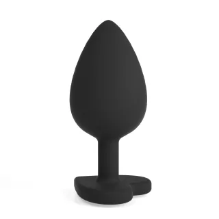 Analplug Cuore mit 4 austauschbaren Schmucksteinen Schwarz 8,4 x Ø 4,2 cm