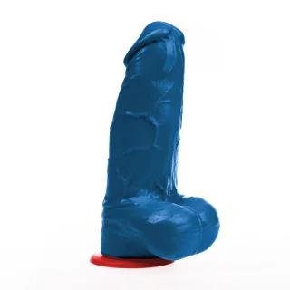 Realistischer Dildo Freyr L mit Hoden Blau 18 x Ø 7,5 cm