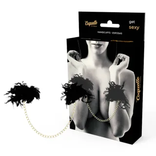 Handschellen Chic Desire Deluxe Federn Gold