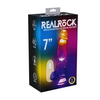 Realistischer Vibrator mit LED und Hoden 18 cm
