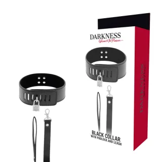 Halsband BDSM mit Vorhängeschloss und Leine Schwarz