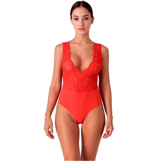 Body Passion Woman Evalie mit Spitzenoberteil Rot L/XL