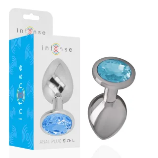 Analplug Aluminium Kristall Blau L 4 x 4 cm
