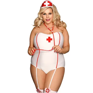 Kostüm Krankenschwester Body Weiß und Rot L/XL