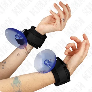 Fetisch-Toy KINK Handfesseln mit Saugnäpfen für die Fliese Schwarz 40 cm