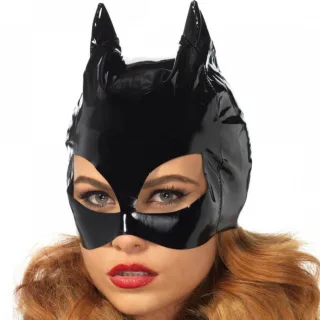 Maske Katze als Kopfmaske aus Vinyl Schwarz