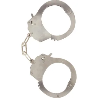 Handschellen aus Metall mit zwei Schlüsseln Silber