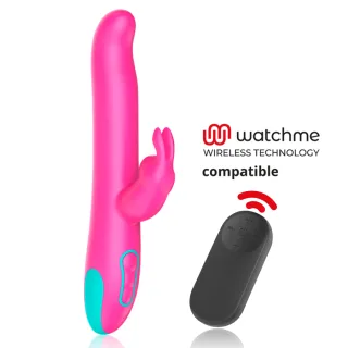 Rabbit-Vibrator Happy Loky Pluto mit Rotation und Fernbedienung Pink 24 x Ø 3,2 cm