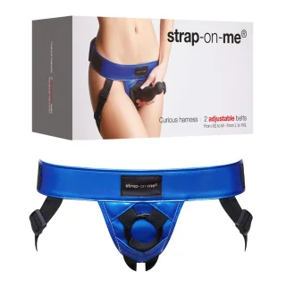 Strap-on-me - Leatherette Harness Curious Metallic Blue - blau - Unisize