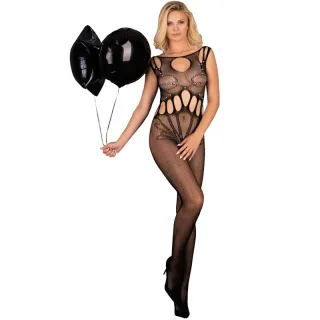 Bodystocking Amahil ouvert mit Aussparungen Schwarz Einheitsgröße