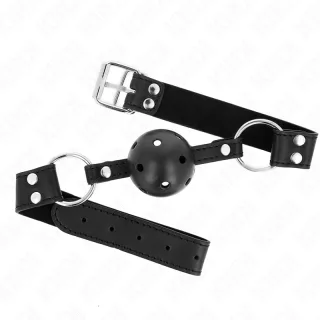 Fetisch-Toy KINK Knebel mit schwarzem Ball Schwarz 4 cm