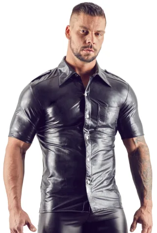 Svenjoyment - Lederimitat Herren Hemd - schwarz - 2XL