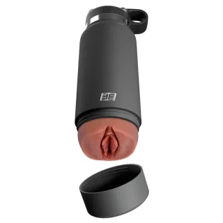 Masturbator PDX Plus Fuck Flask mit brauner Hülle Schwarz 17,8 x 8,3 cm