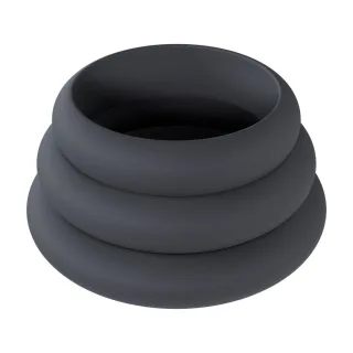 Penisring-Set Wide O aus Silikon 3-teilig Schwarz L/XL/XXL