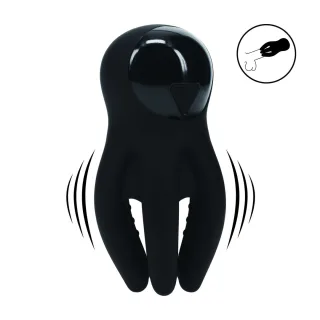 Eichel-Stimulator mit Vibration und Tentakeln Silikon Schwarz 6,5 x Ø 5 cm
