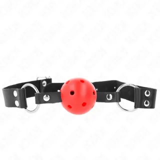 Fetisch-Toy KINK Knebel mit rotem Ball und zwei O-Ringen Rot 4 cm