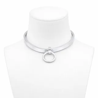 Ergonomisches BDSM Halsband Edelstahl mit abnehmbaren O-Ring 120 mm