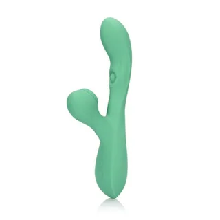 Rabbit-Vibrator mit Pulswellen und Zungenspiel Grün