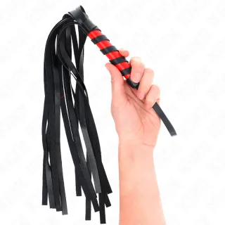 Fetisch-Toy KINK Peitsche als Flogger mit kurzem Griff Schwarz 45 cm