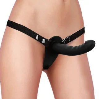 Strap-on aus Silikon gerippt verstellbar Schwarz
