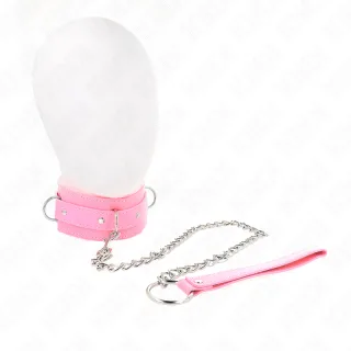 Fetisch-Toy KINK Halsband gefüttert mit Kettenleine Rosa 42 x 5,5 cm