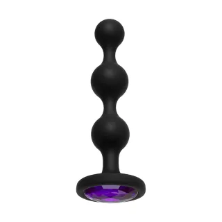 Analkette Booty Bling mit lila Stein Schwarz 9,4 x Ø 2 cm