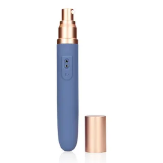Reise-Vibrator mit Gleitgel-Fach und Pumpe Blau