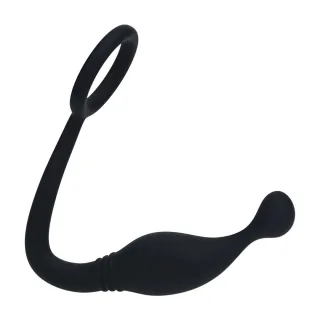 Prostata-Stimulator mit Silikonring Schwarz M