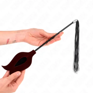 Fetisch-Toy KINK Peitsche mit Blattklatsche und Silikonfransen Rot 45 cm
