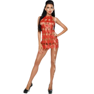 Minikleid Gwen mit freiem Rücken aus vernieteten Rauten Rot Größe S-M