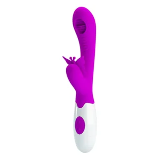 Rabbit-Vibrator Moth mit Zungenarm und Rillenschaft Lila 20,7 x 3,2 cm