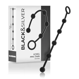 Analkette Black&Silver Korg Initiation aus Silikon Schwarz Ø 1,2 cm