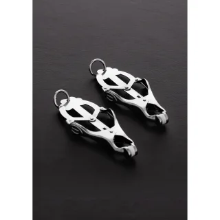 Nippelklemmen Clover mit Ring Silber 10,5 cm