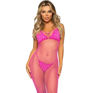Kleid Netzkleid knöchellang mit Neckholder Pink