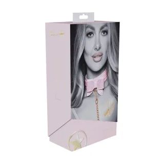 Halsband Paris mit Leine Rosa