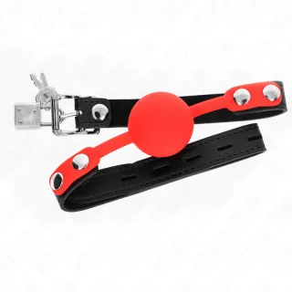 Fetisch-Toy KINK Knebel mit rotem Silikonball abschließbar Rot 4 cm