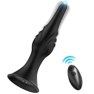 Analvibrator Spitz mit Saugfuß Schwarz 16 x 2,8 cm