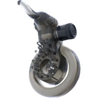 Penisring mit Vibration und Elefant Transparent Ø 5 cm