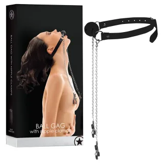 Ball-Knebel mit Nippelklemmen Schwarz