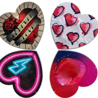 Kondom Pasante Heart Shaped Foils Rot 144 St. 18 x 5,3 cm