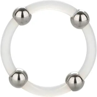 Penisring Stahlperlen-Silikonring L Weiß 3,75 cm