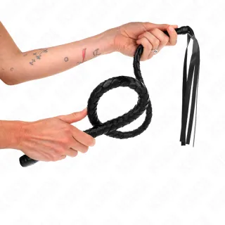 Fetisch-Toy KINK Peitsche als geflochtene Einzelpeitsche Schwarz 110 cm