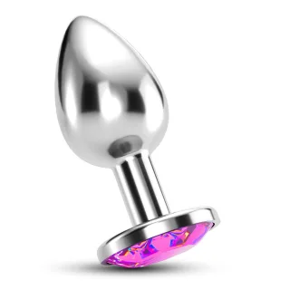 Analplug Bijou mit Schmuckstein Pink/Silber 7 x Ø 3,3 cm